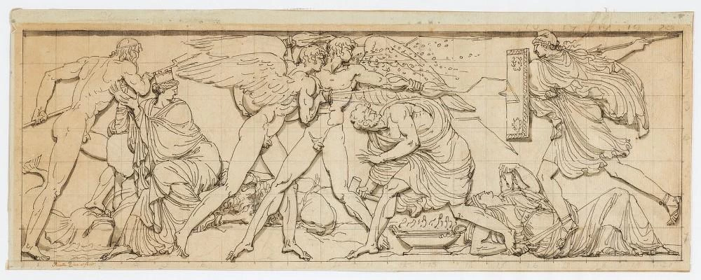 Decoro per il Tempio della Ragione a Marsiglia, Libertà che combatte la tirannia, gli elementi e il rigore delle stagioni - Arles ; musée Réattu
